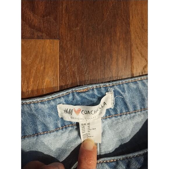 H&M Coachella Baggy Jeans Loose Fit High Waist Womens 10 Distressed 32 x 28 - Picture 2 of 5